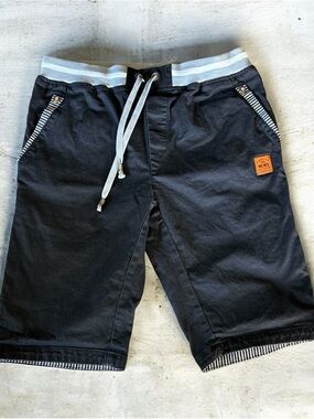 Mens XS Chino Shorts Black Drawstring Stripe Trim NEWS Brand